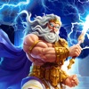 ZeusFit app showing Divine Lunges challenge with golden dumbbell icon and lightning effects
